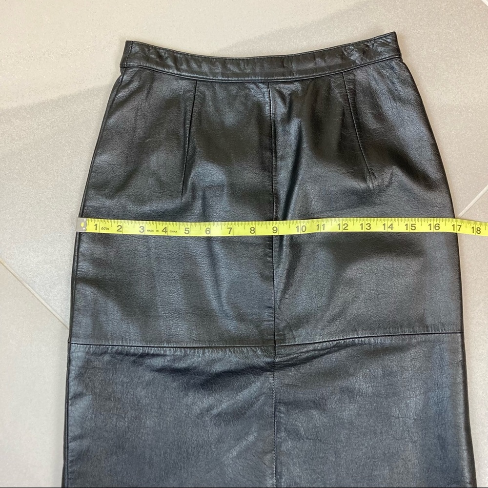 Vintage Neiman Marcus Exclusive NM Only Black Leather Pencil Skirt - Picture 9 of 10